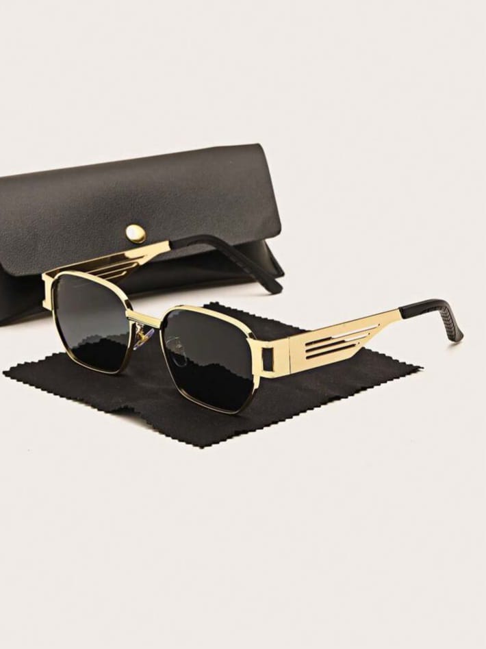 THE-DRISTY Unisex Retro Punk Metal Hollow Square Frame Sunglasses
